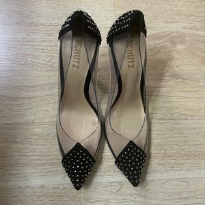 Black Schutz Suede D'Orsay Pumps
